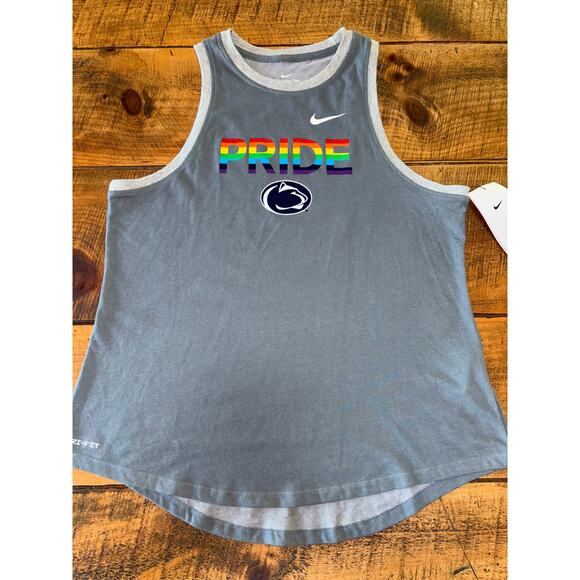 NWT Penn State PRIDE Nike Dri-Fit Gray Rainbow Nittany Lion Tank Top Size Medium - Picture 2 of 7